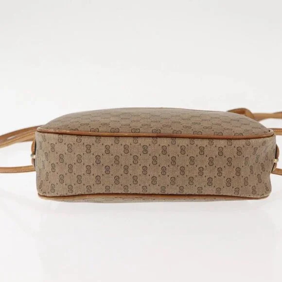 GUCCI Micro GG Supreme Shoulder Bag PVC Beige Gold